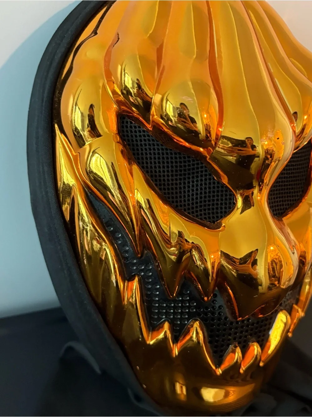 Metallic Gold Halloween Scary Pumpkin Head Mask